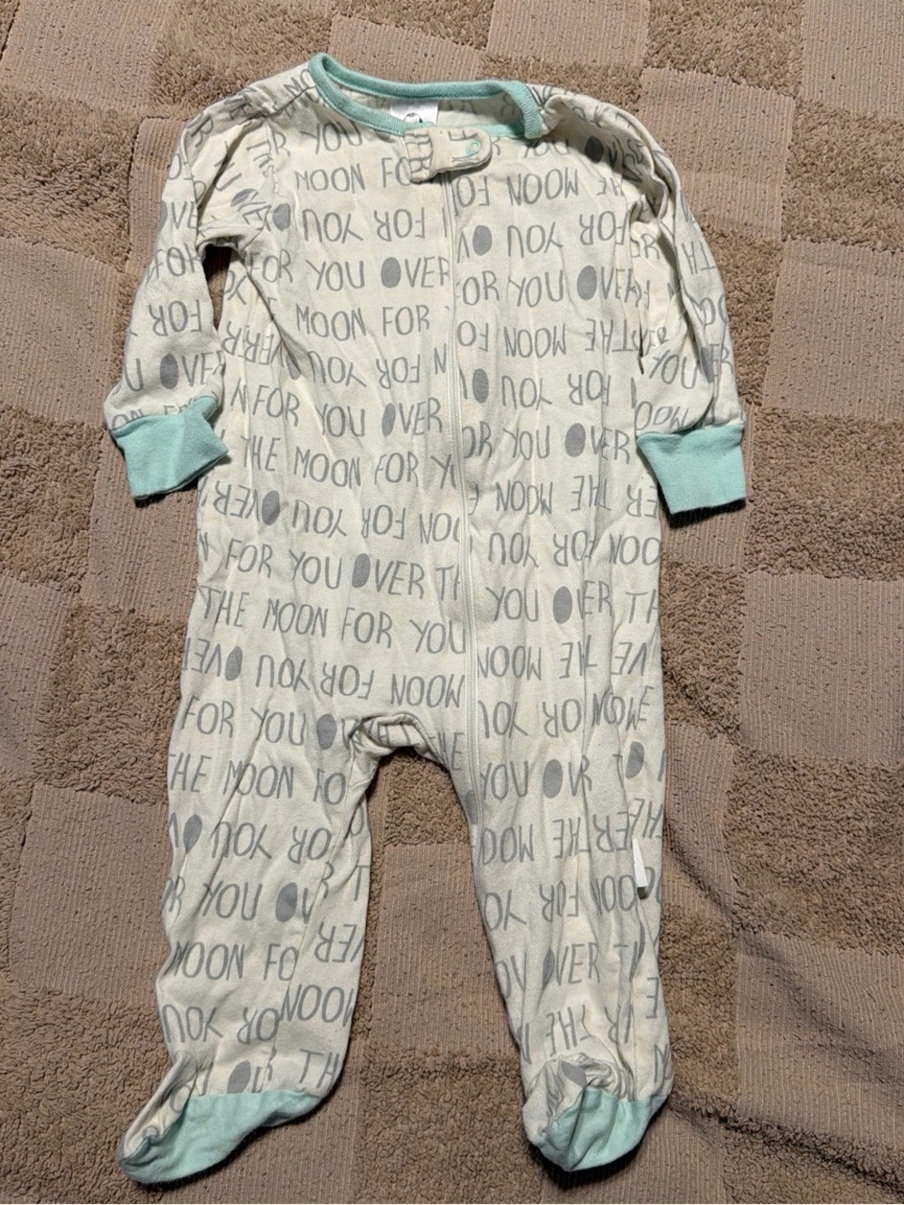 Gerber Mint and Gray Footed One-Piece Sleepwear
